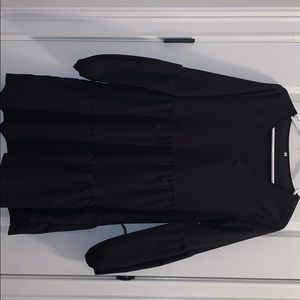 Black v-neck, layered dress.